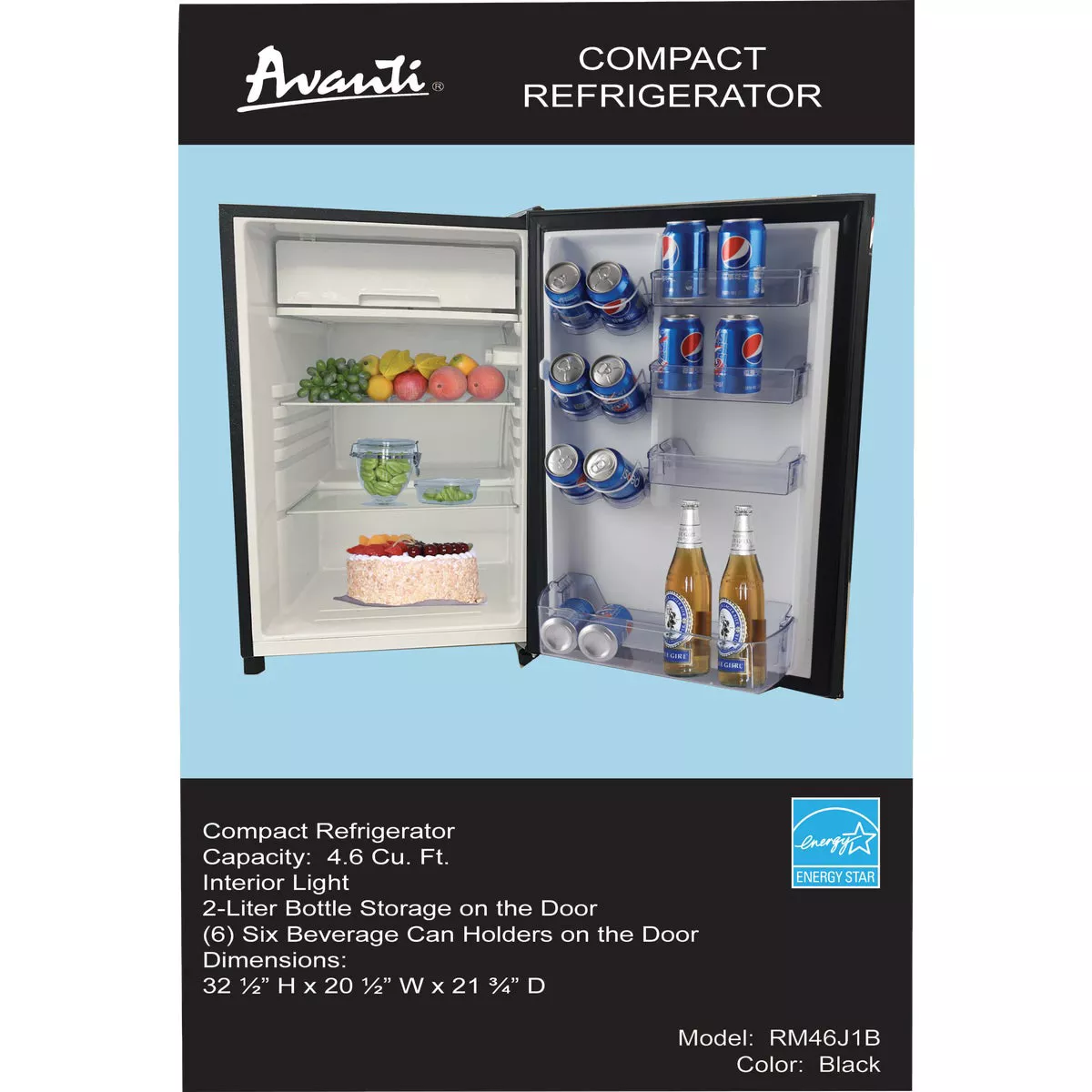Avanti 4.4 Cu. Ft. Black Counter High Refrigerator with Separate Chiller - photo 2