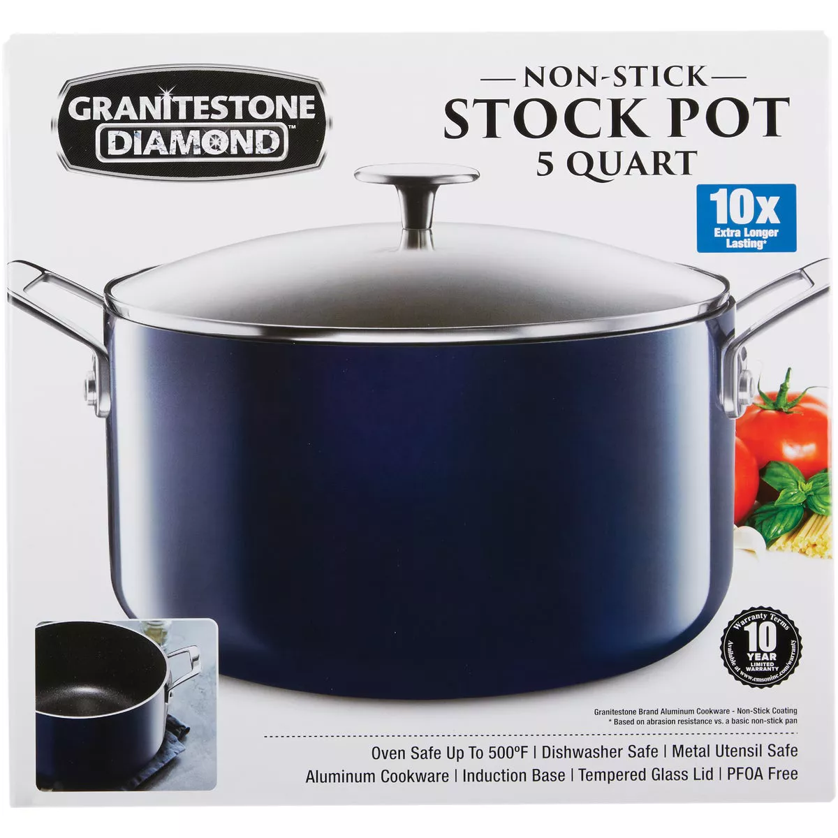 GraniteStone Diamond 5 Qt. Blue Non-Stick Stockpot - photo 2
