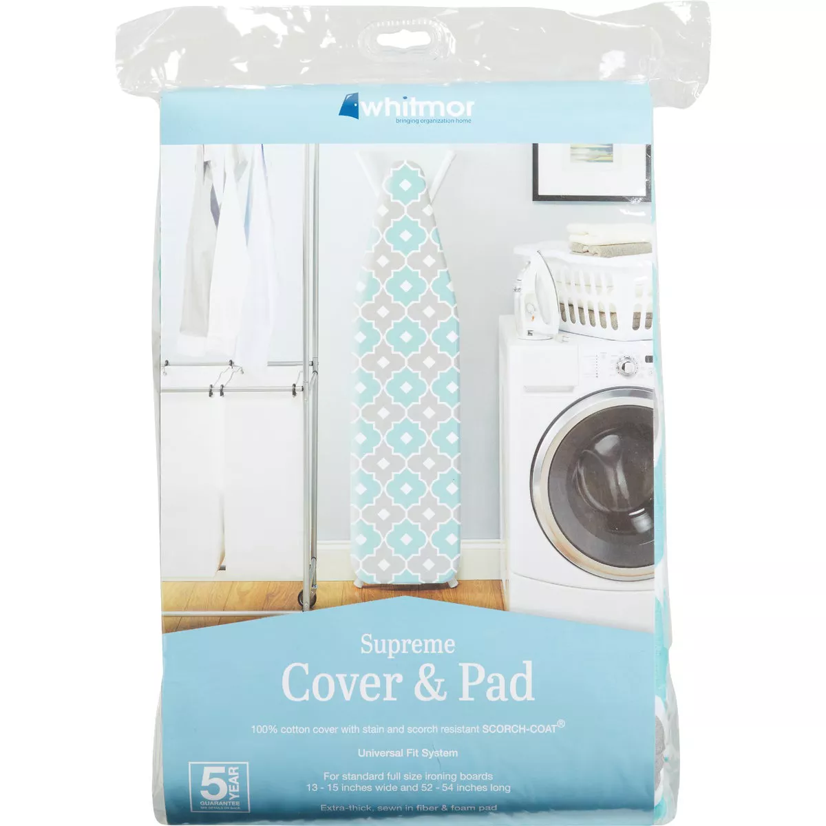 Whitmor Reversible Ironing Board Cover/Pad - Paragon Turquoise & Gray - photo 2