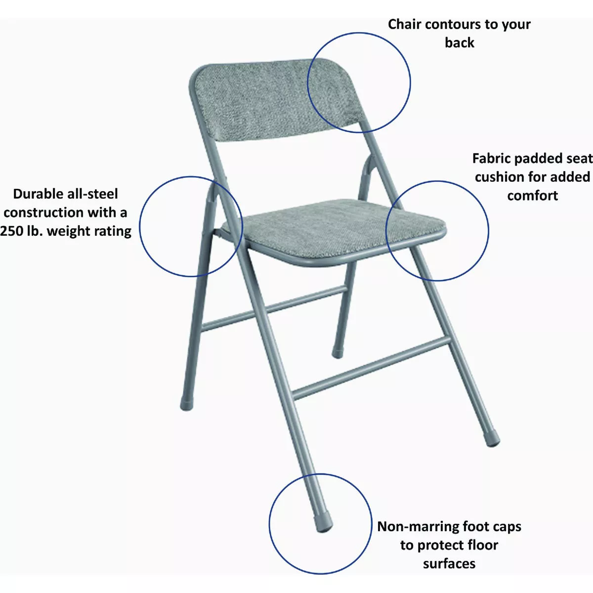 COSCO Gray Folding Vinyl Table and Fabric Chair Set (5-Piece) - photo 2