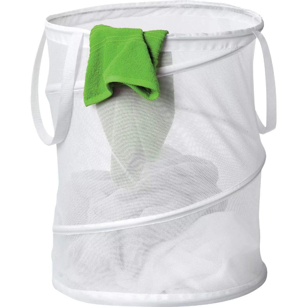 Honey Can Do 19 In. x 14 In. Dia. White Mesh Pop Open Hamper