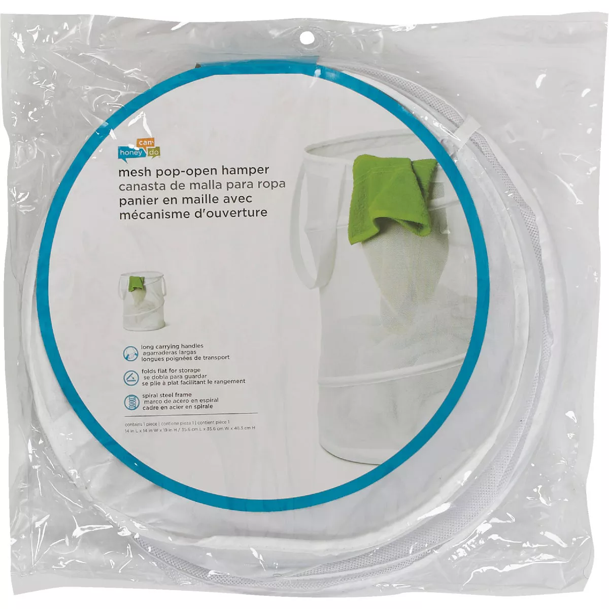 Honey Can Do 19 In. x 14 In. Dia. White Mesh Pop Open Hamper - photo 2