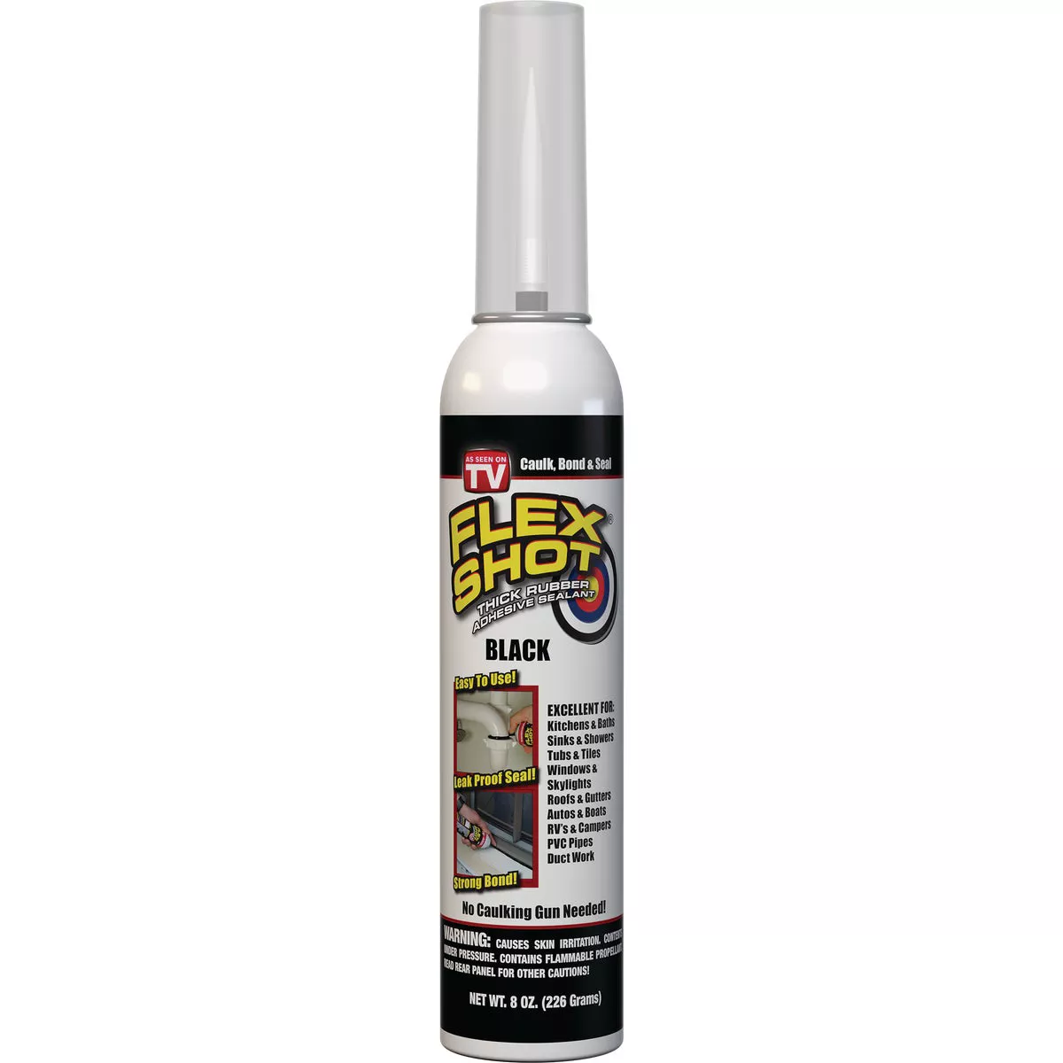 FLEX SHOT 8 Oz. Adhesive Rubber Sealant, Black