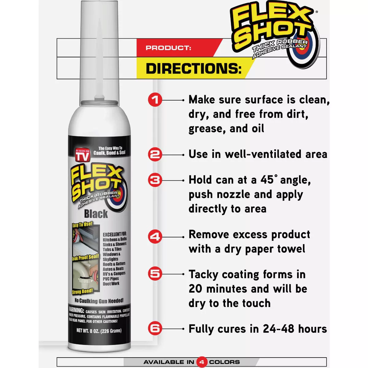 FLEX SHOT 8 Oz. Adhesive Rubber Sealant, Black - photo 7