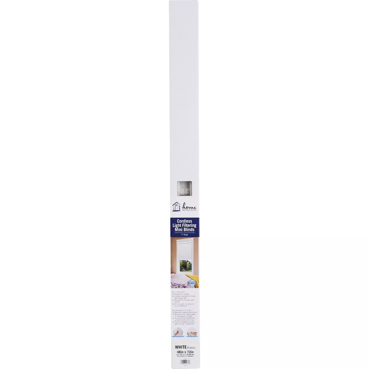 Home Impressions 48 In. x 72 In. x 1 In. White Vinyl Light Filtering Cordless Mini Blind - photo 2