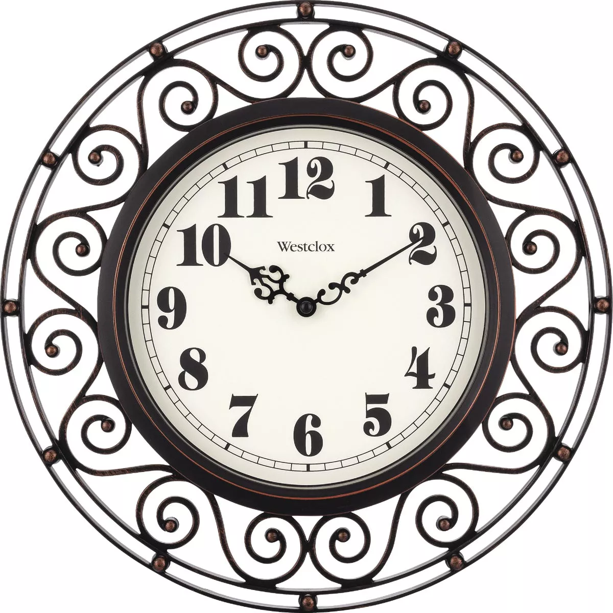 Westclox 12 In. Round Wrought Iron Design Wall Clock