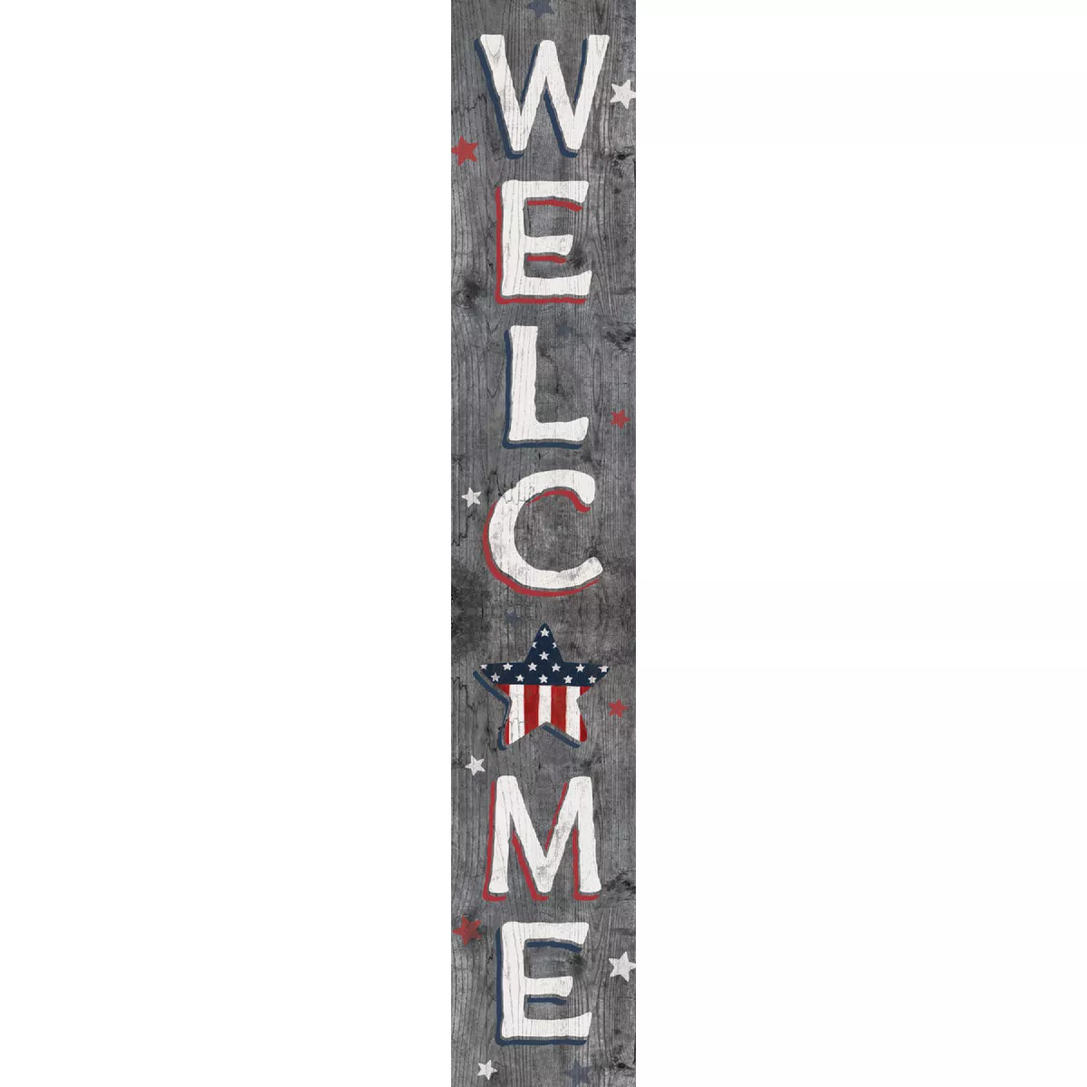 My Word! Welcome Gray with Patriotic Star 8 In. x 46.5 In. Porch Board ...