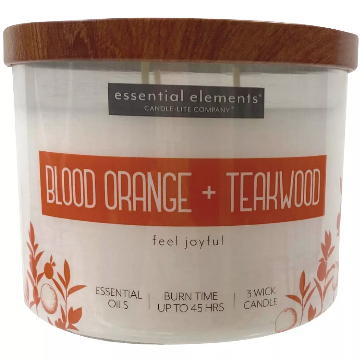 Candle-Lite Essential Elements 14.75 Oz. Blood Orange & Teakwood Jar Candle with Lid