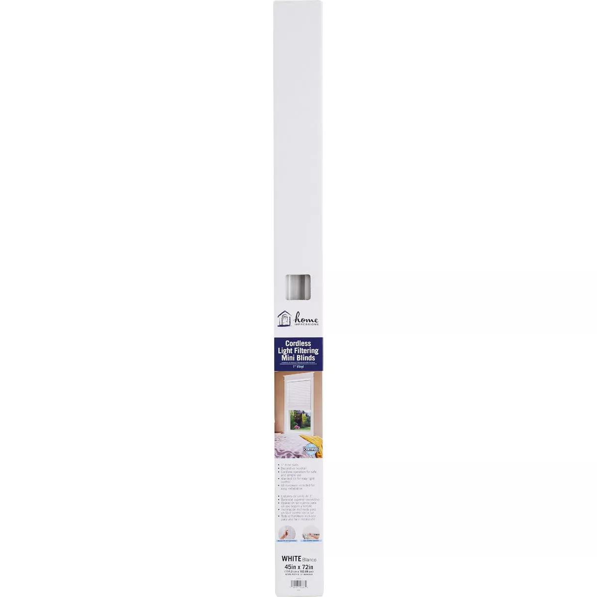 Home Impressions 45 In. x 72 In. x 1 In. White Vinyl Light Filtering Cordless Mini Blind - photo 2