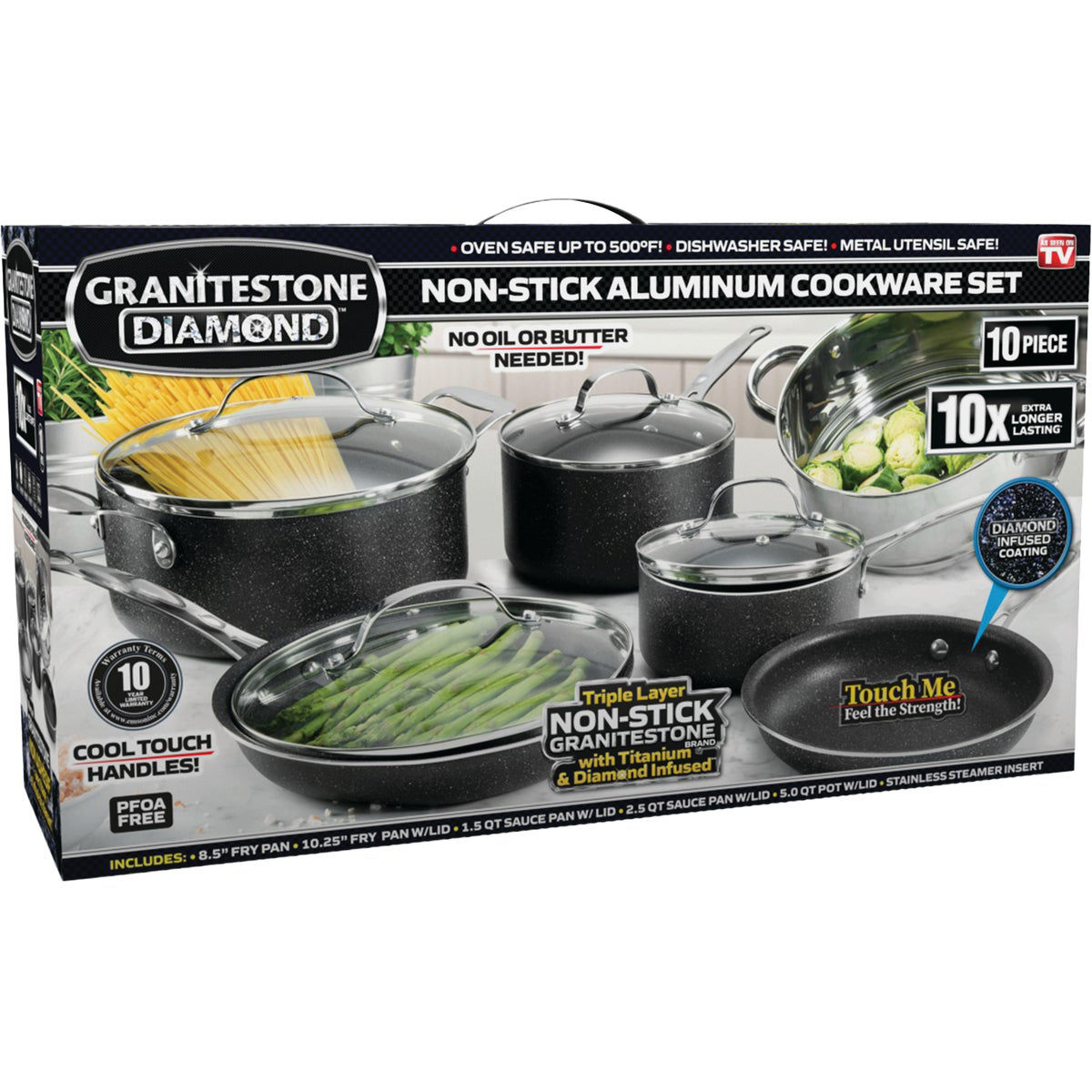 Granite Stone Diamond 5-Piece Non-Stick Cookware Set, Oven Safe, Dishwasher  Safe