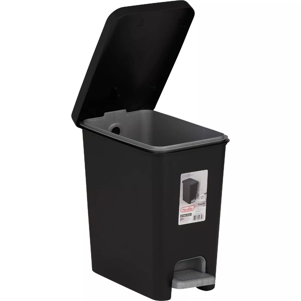 Sterilite 2.7 Gal. Black Rectangular Step-on Wastebasket - photo 3