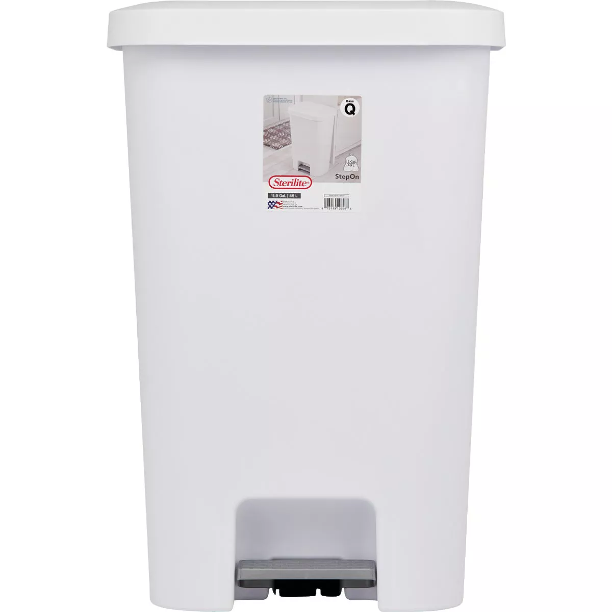 Sterilite 11.9 Gal. White StepOn Wastebasket - photo 2
