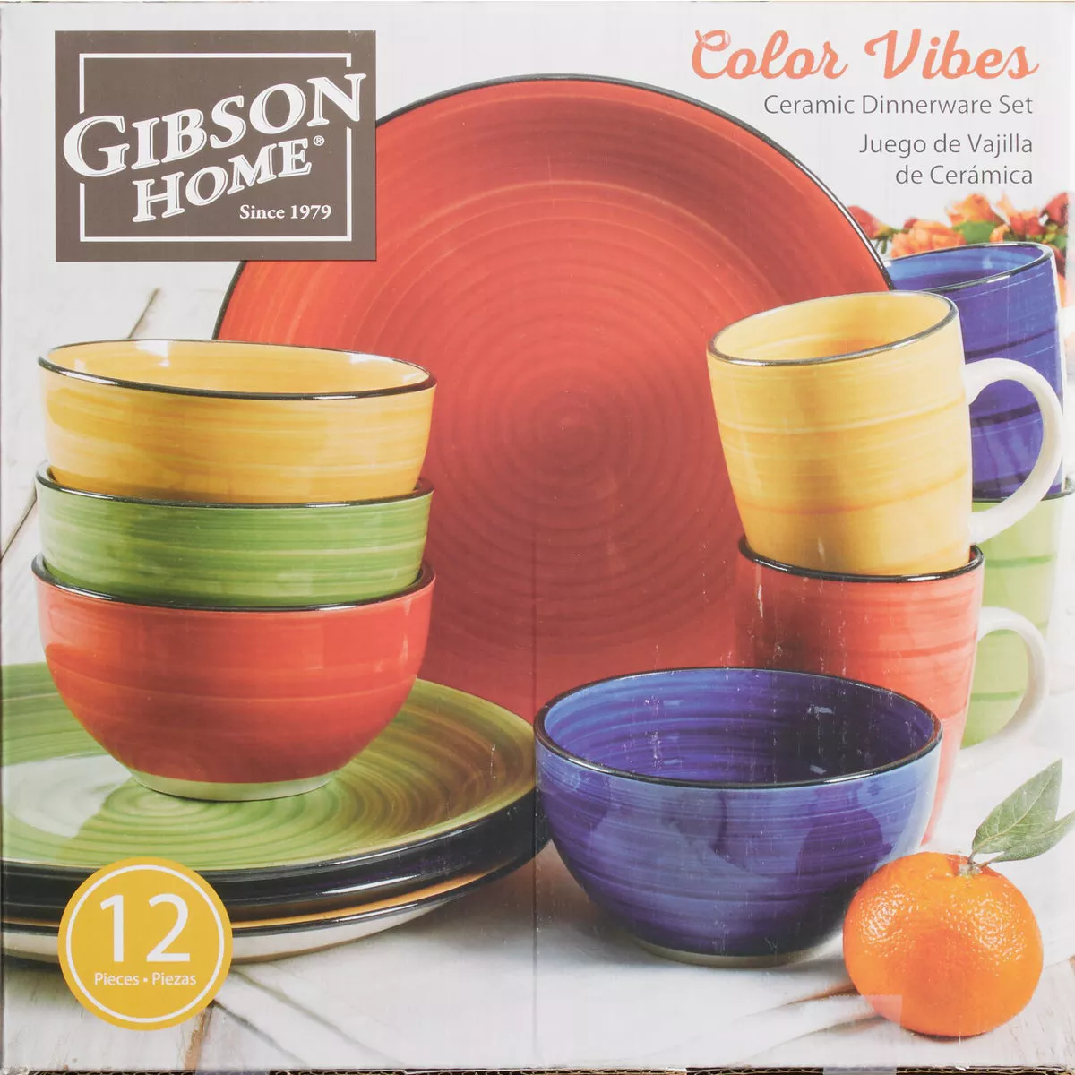 Gibson Home Color Vibes Assorted Color Stoneware Dinnerware Set (12-Piece) - photo 2