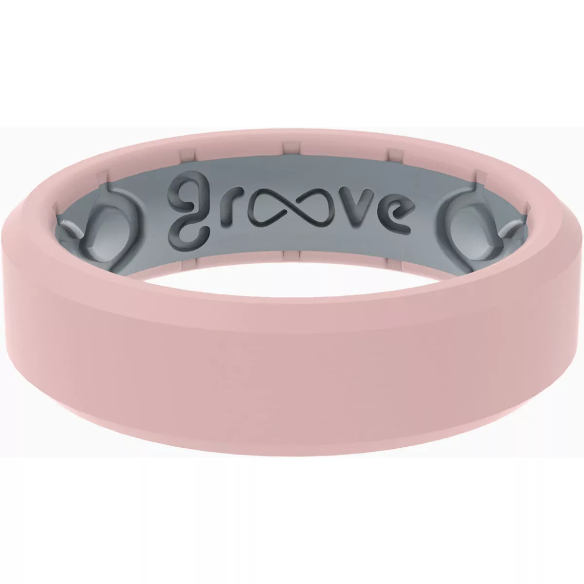 Groove Life Size 7 Rose Quartz Silicone Thin Edge Ring