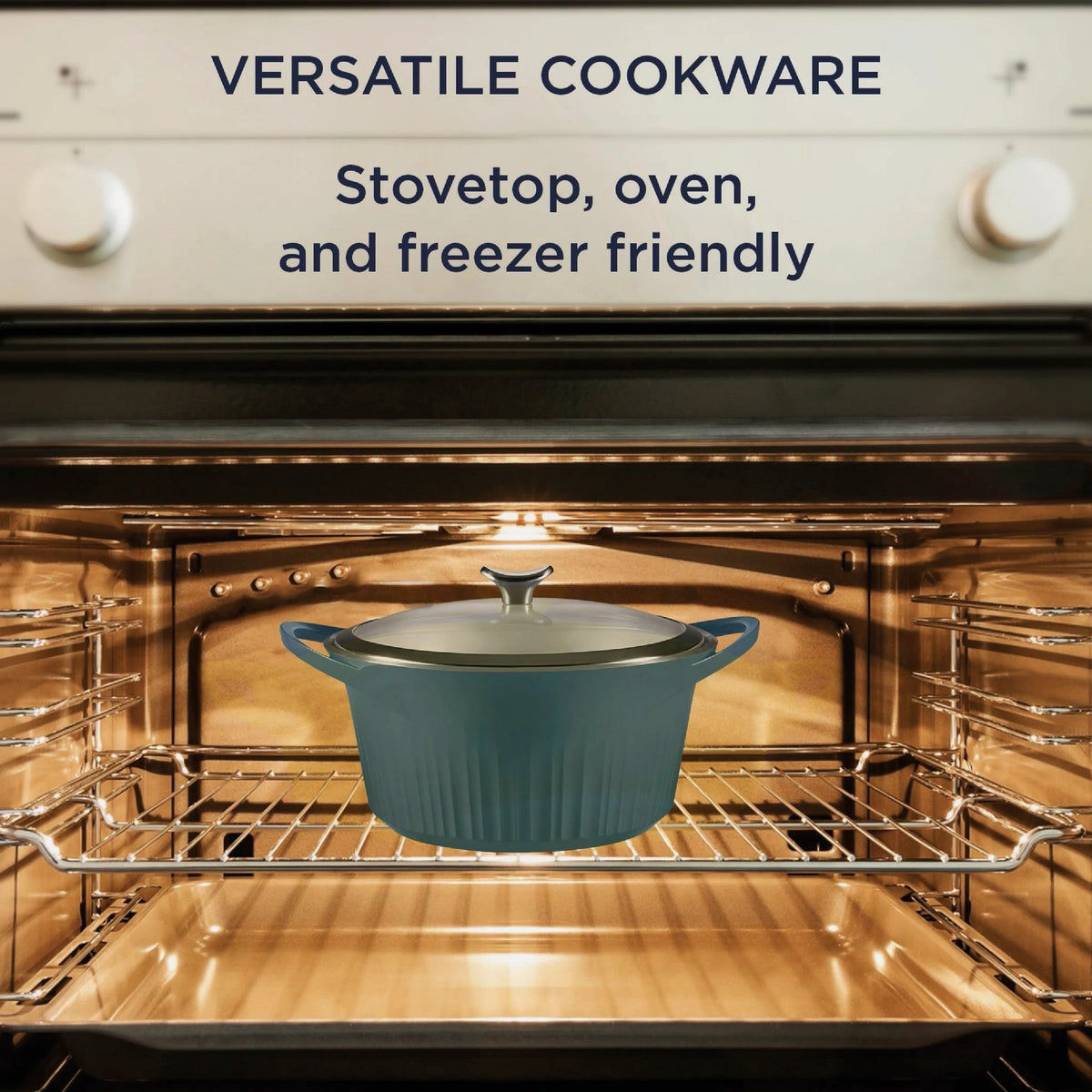 Corningware 5.5 qt. Cast Aluminum Blue Dutch Oven with Lid