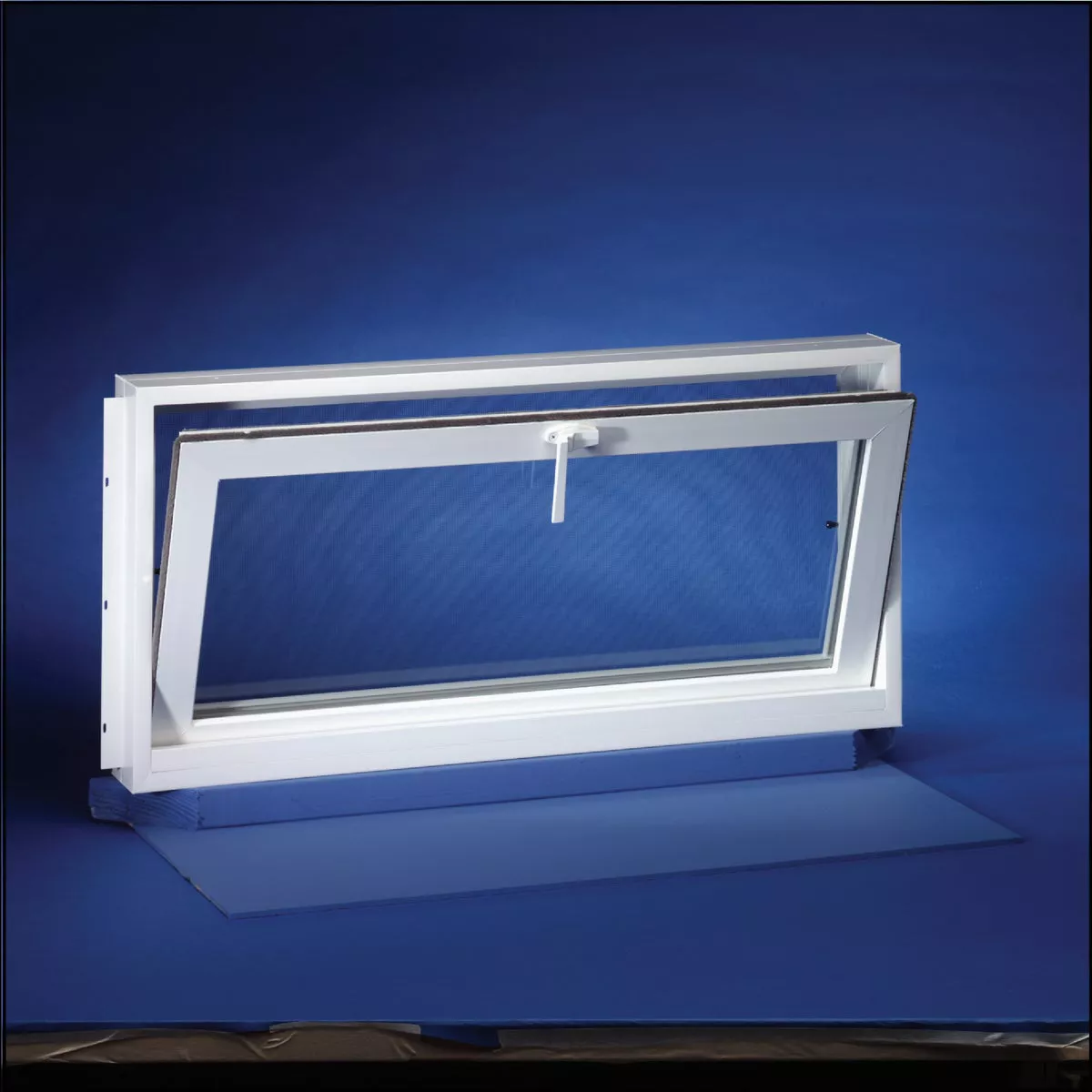 Duo-Crop. Aristoclass 32 In. x 23 In. White Vinyl Hopper Basement Window