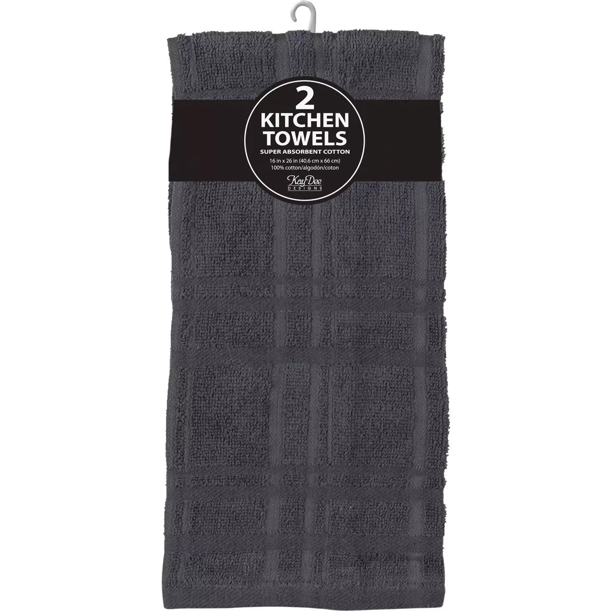 Gallery Detail: Kay Dee Designs Charcoal Solid Terry Kitchen Towel 2 Pack