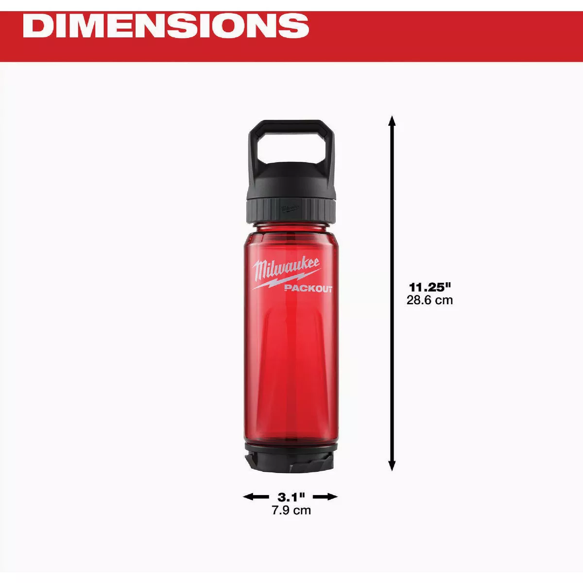 Milwaukee PACKOUT 25 Oz. Plastic Bottle with Chug Lid, Red - photo 4