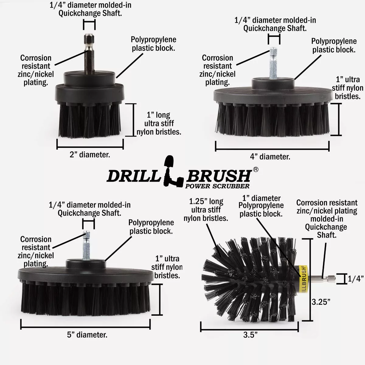 Drillbrush BBQ Grill Cleaning Ultra Stiff Black Drill Brush (4 Piece) - photo 5