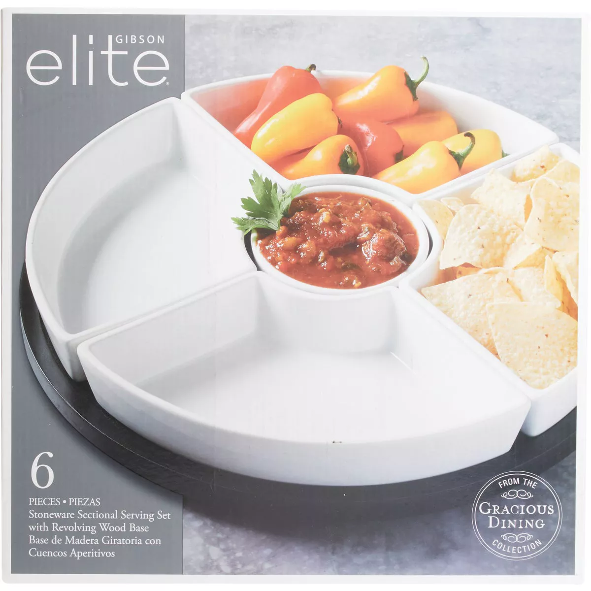 Gibson Home Gracious Dining Tidbit Dishes with Wood Base (6-Piece) - photo 3