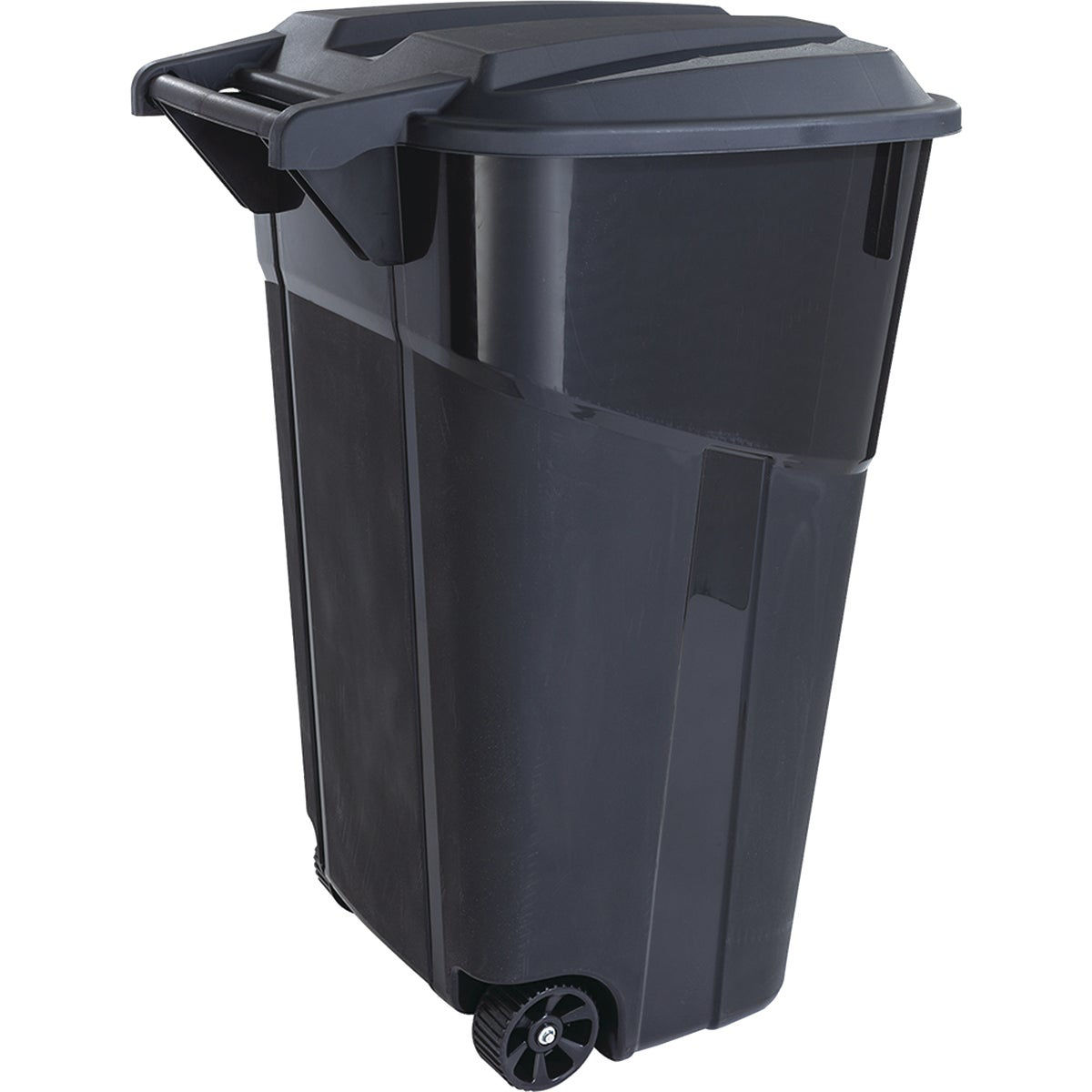 United Solutions Rough & Rugged 34 Gal. Black Wheeled Trash Can with Lid &  Locking Handle