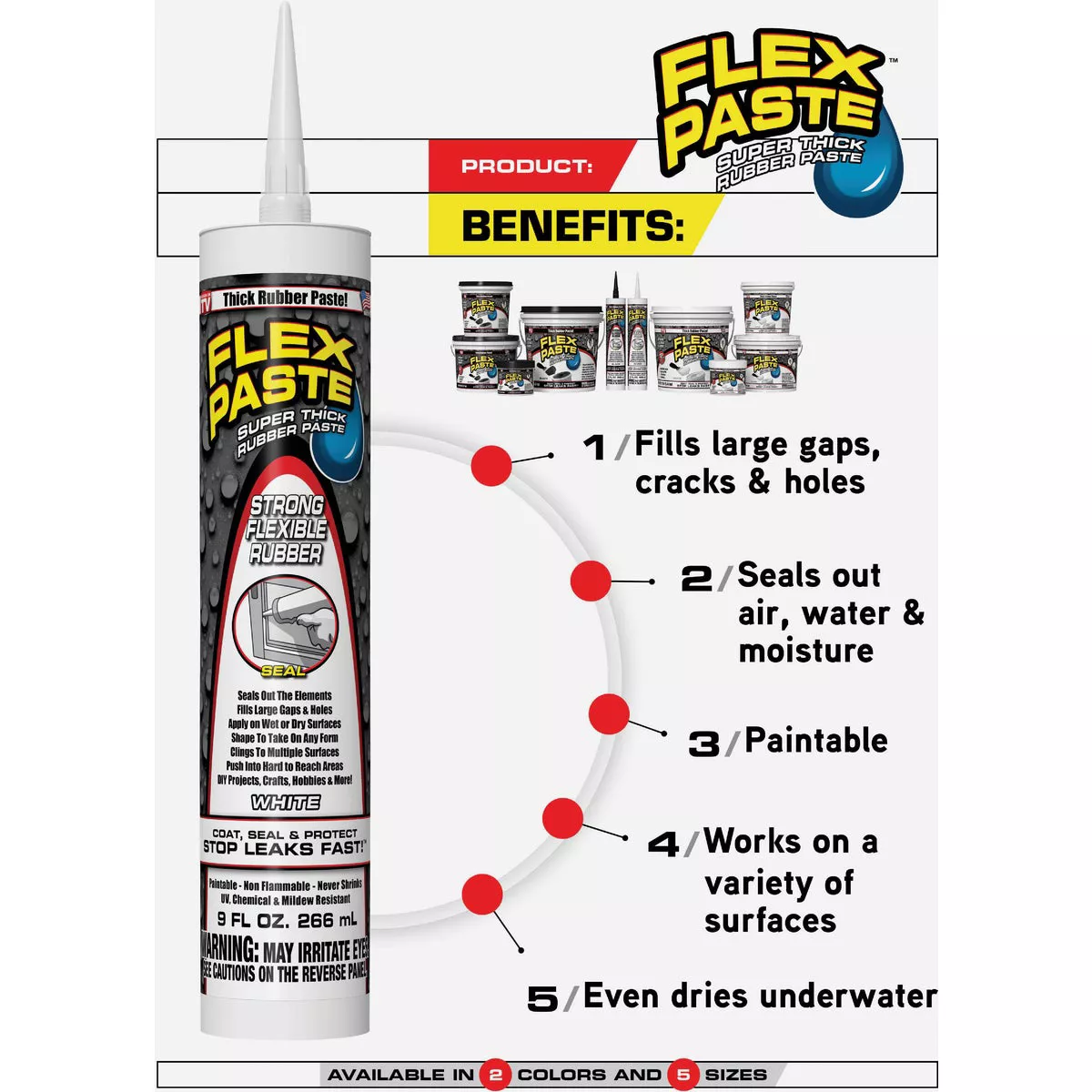 Flex Paste 9 Oz. Rubber Sealant, White - photo 5