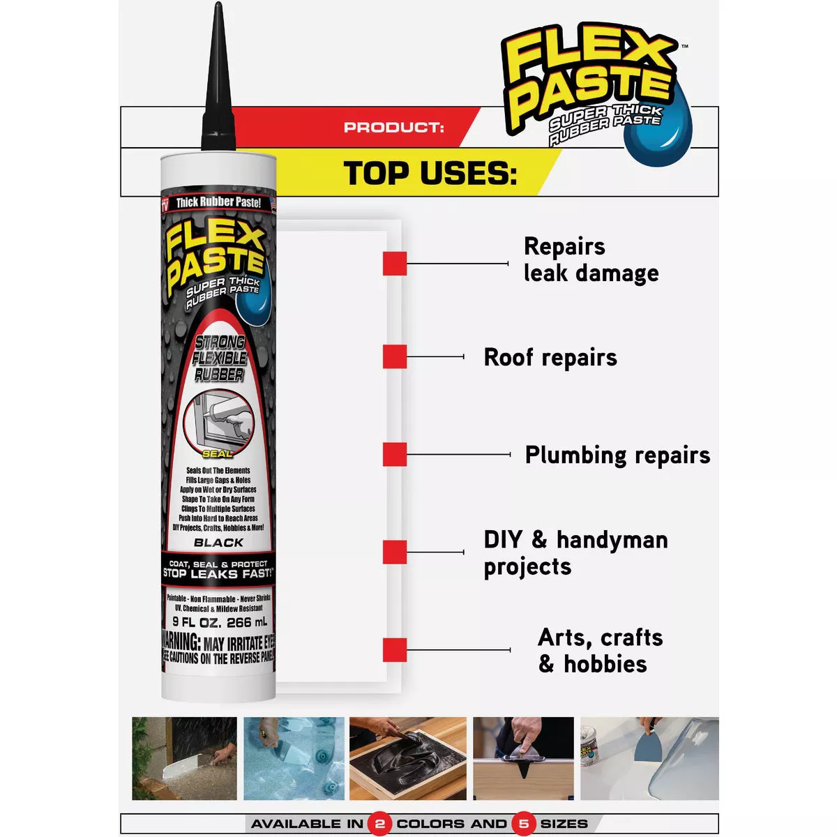 Flex Paste 9 Oz. Rubber Sealant, Black - photo 6