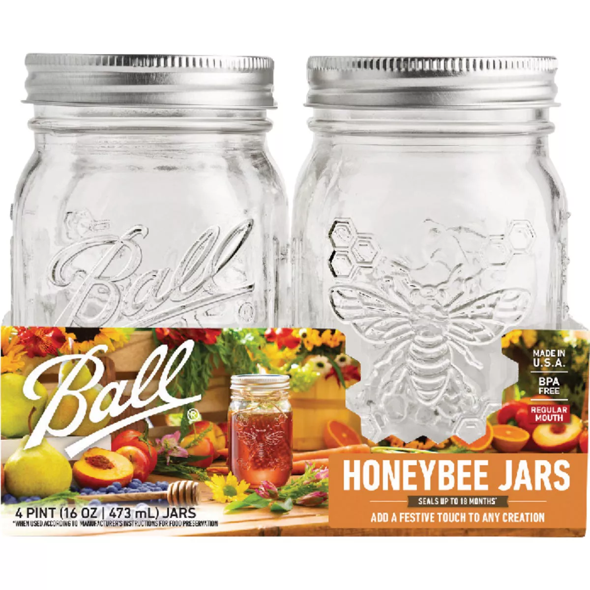 Ball 16 Oz. Regular Mouth Honeybee Jar (4-Pack) - photo 2