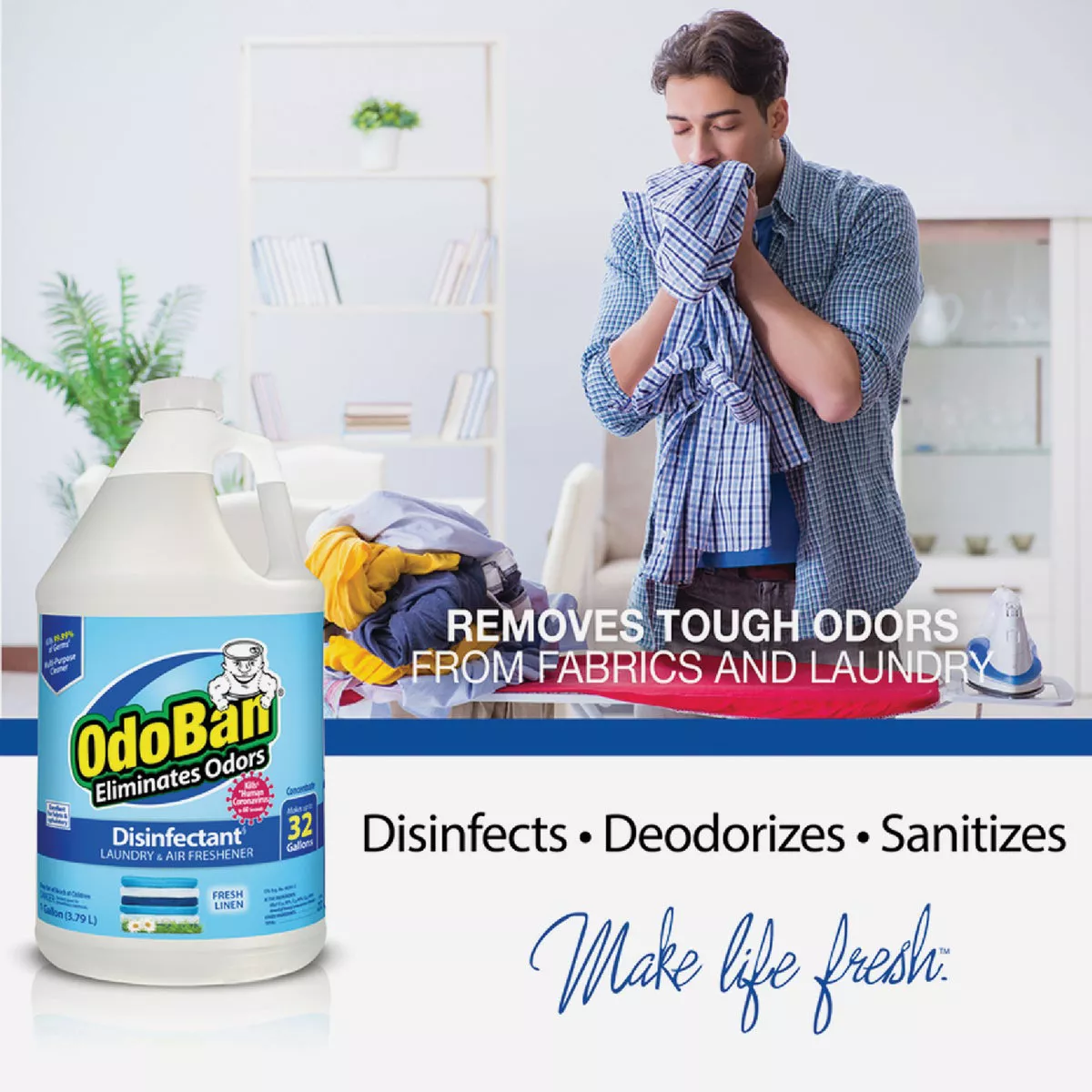 OdoBan 1 Gal. Fresh Linen Multi-Purpose Fabric & Air Freshener Disinfectant Concentrate Refill - photo 3