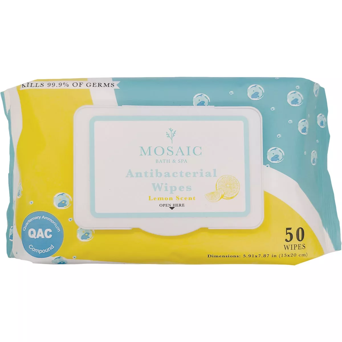Mosaic Lemon Scented Antibacterial Hand Cleaning Wipe (50-Pack)