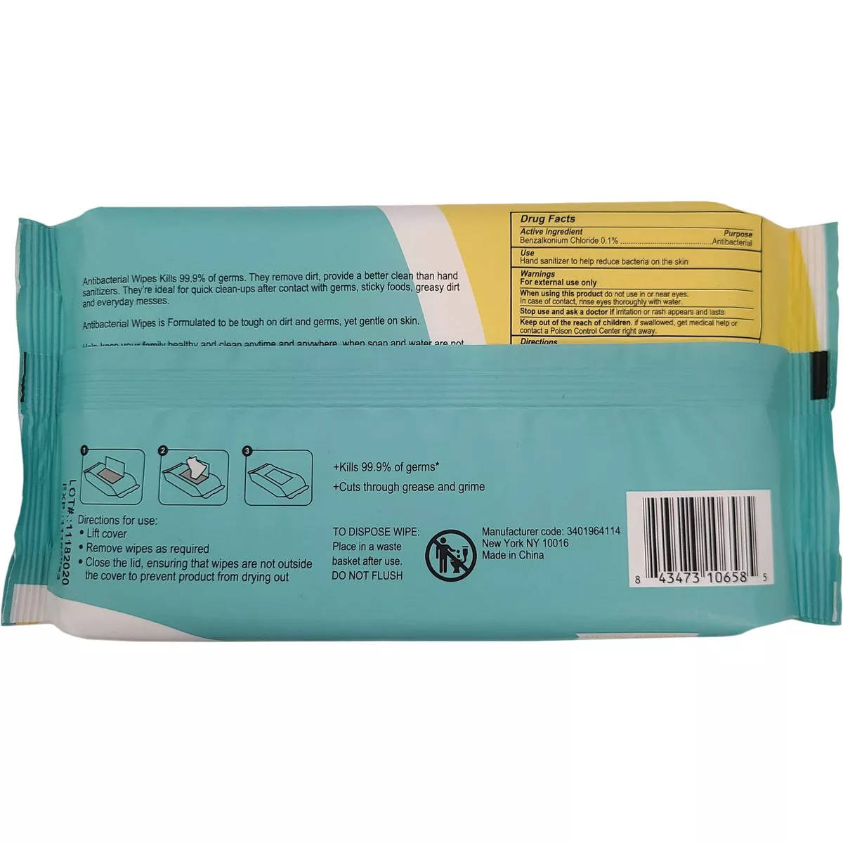 Mosaic Lemon Scented Antibacterial Hand Cleaning Wipe (50-Pack) - photo 3