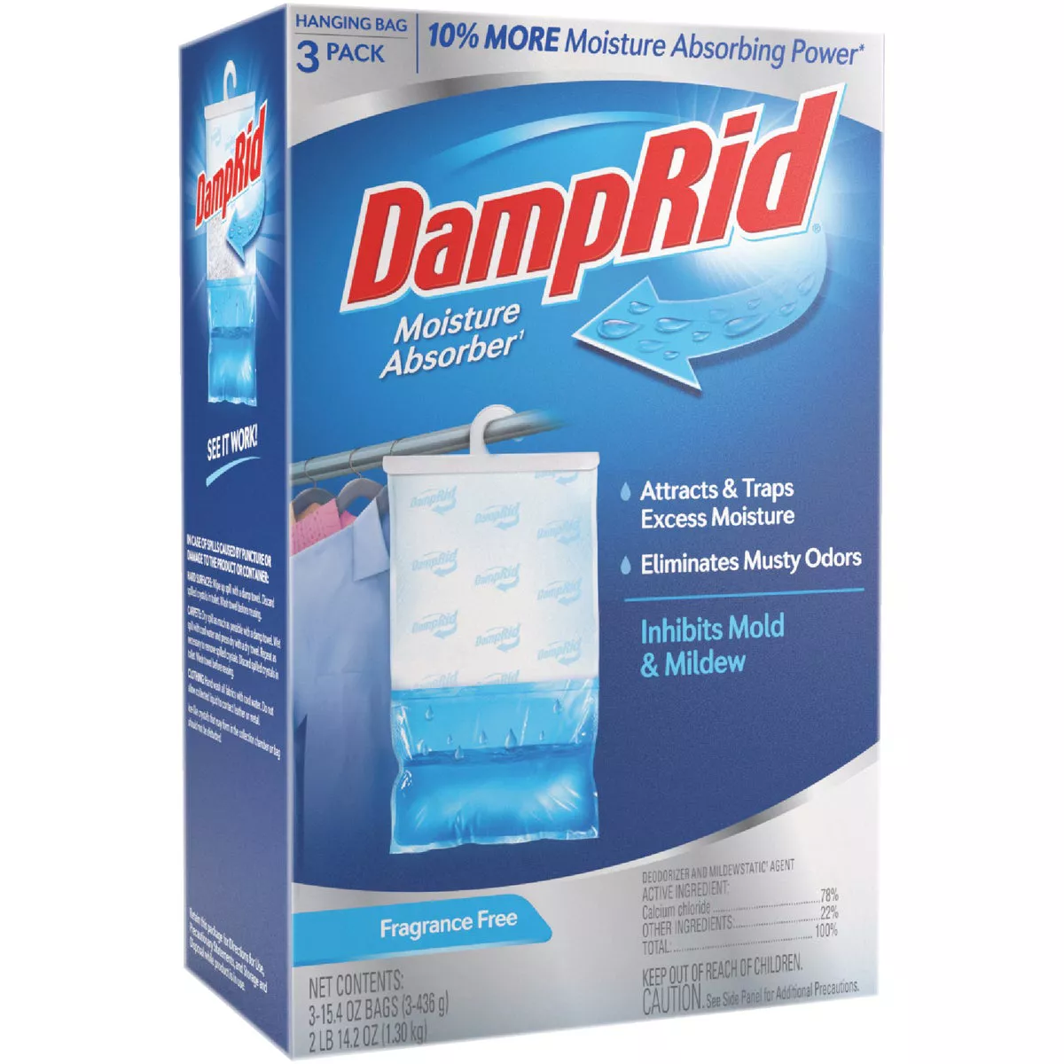 DampRid 15.4 Oz. Fragrance Free Moisture Absorber Hanging Bag (3-Ct.)