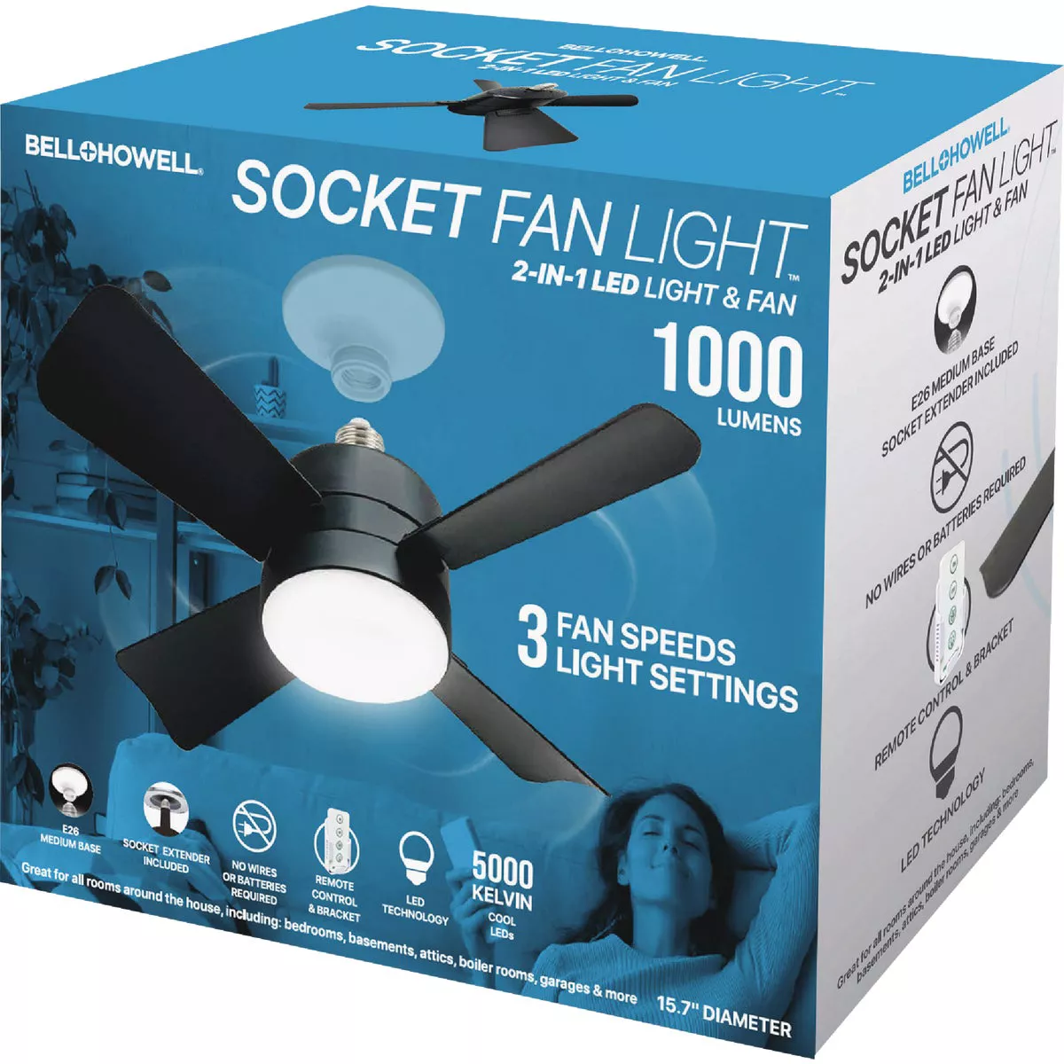 Bell+Howell Black Ceiling Socket Fan/Light - photo 6