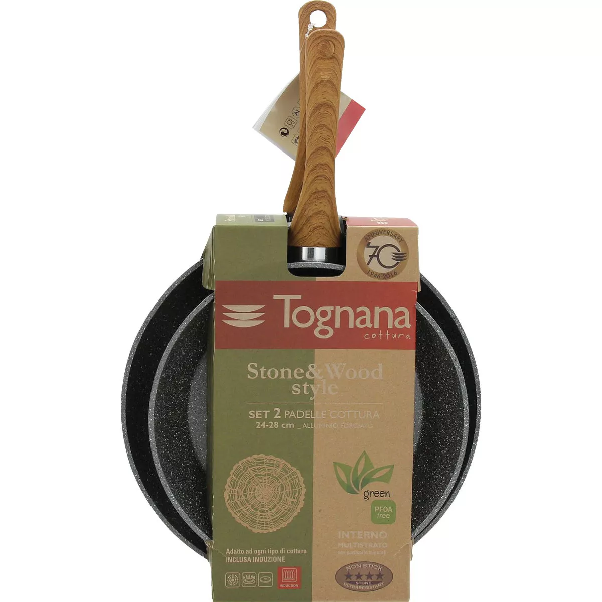 Tognana Wood & Stone Gray Metallic Frying Pan Set (2-Piece) - photo 2