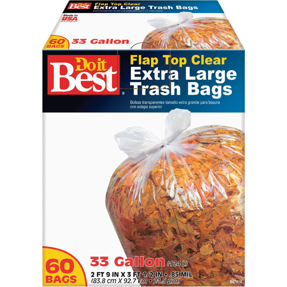 Do it Best 33 Gal. Extra Large Clear Trash Bag (60Count) Do it Best