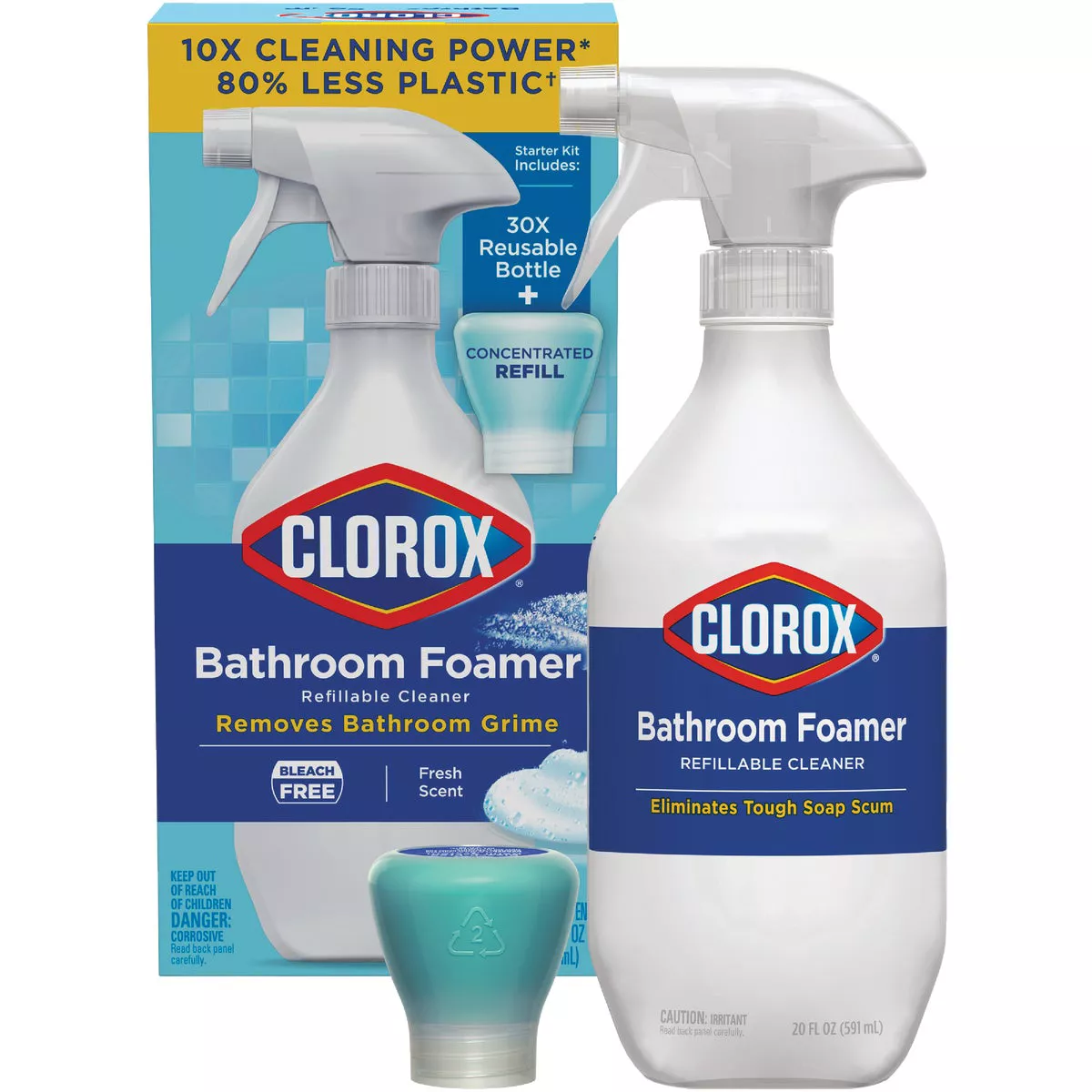 Clorox Fresh Scent Bleach-Free Bathroom Foamer Refillable Cleaner ...
