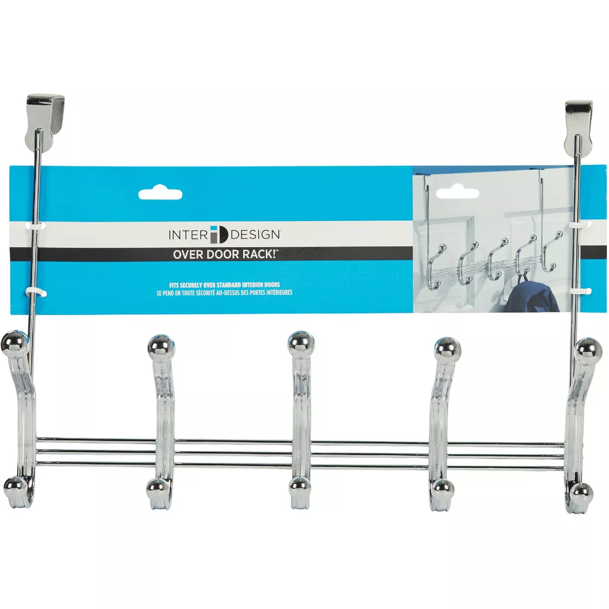 iDesign York Lyra Over-The-Door Chrome 5-Hook Rail - photo 2