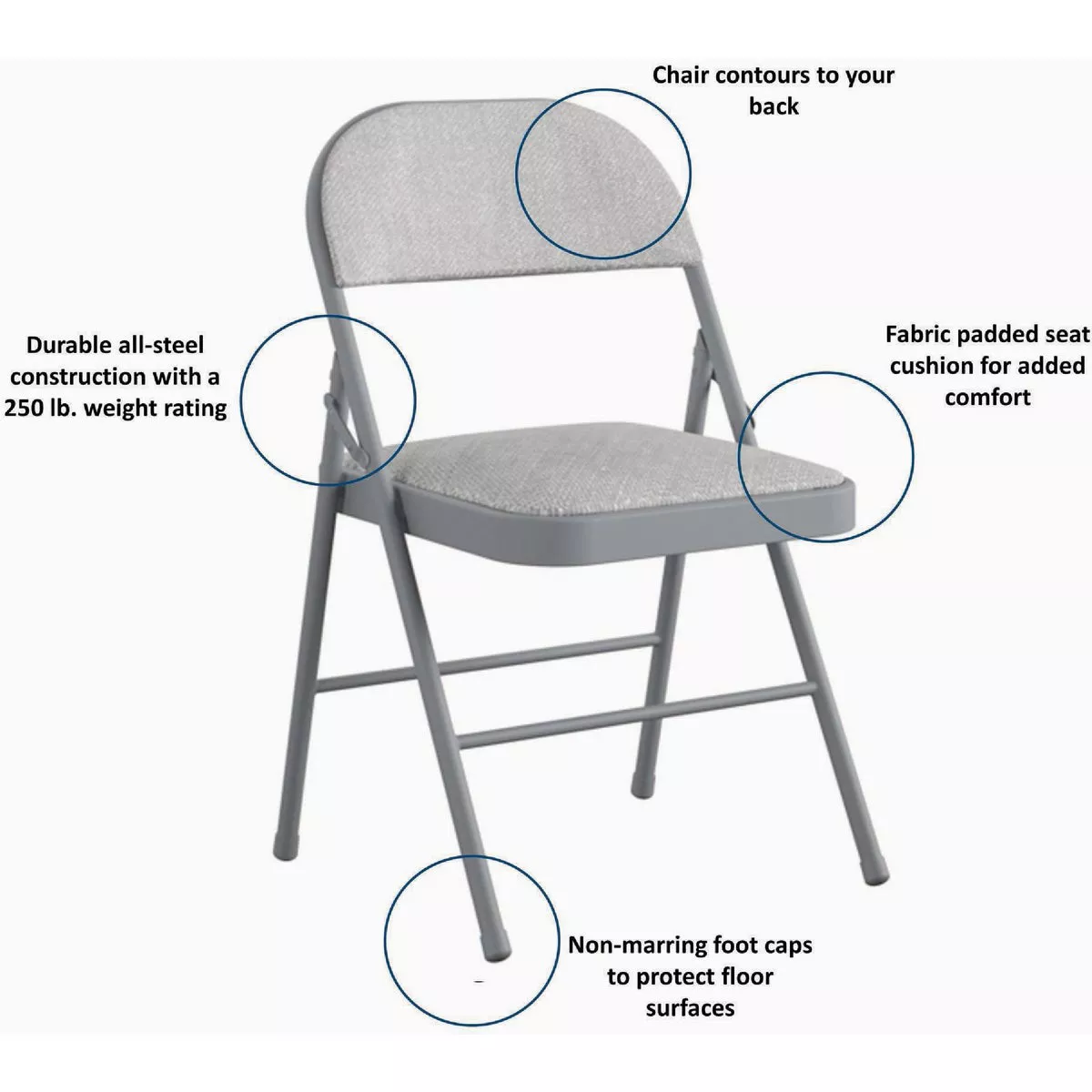 COSCO Premium Gray Fabric Padded Metal Folding Chair - photo 3