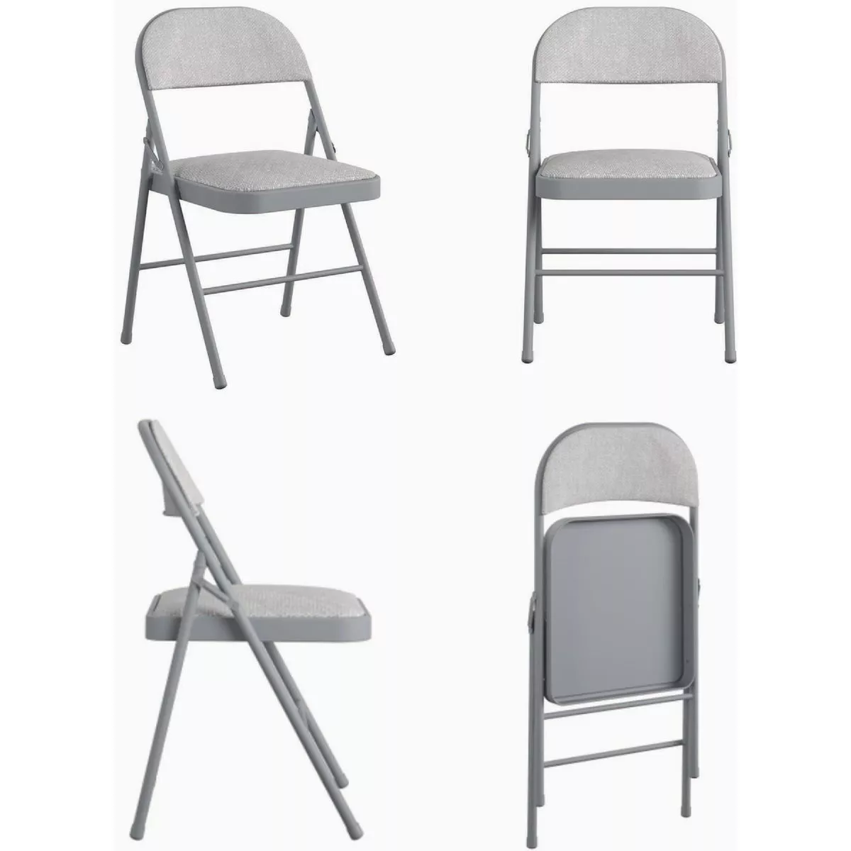 COSCO Premium Gray Fabric Padded Metal Folding Chair - photo 4
