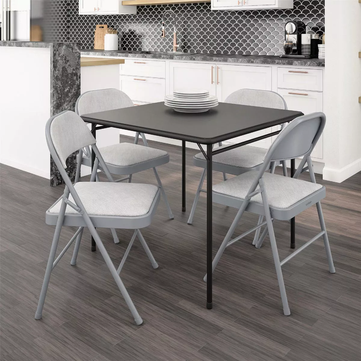 COSCO Premium Gray Fabric Padded Metal Folding Chair - photo 2