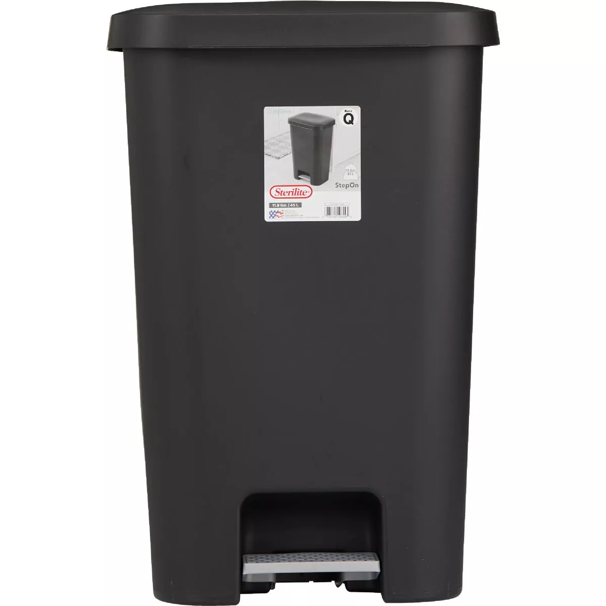 Sterilite 11.9 Gal. Black StepOn Wastebasket - photo 2