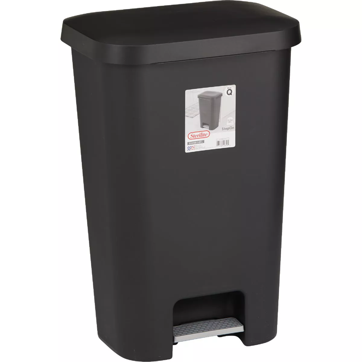 Sterilite 11.9 Gal. Black StepOn Wastebasket - photo 3