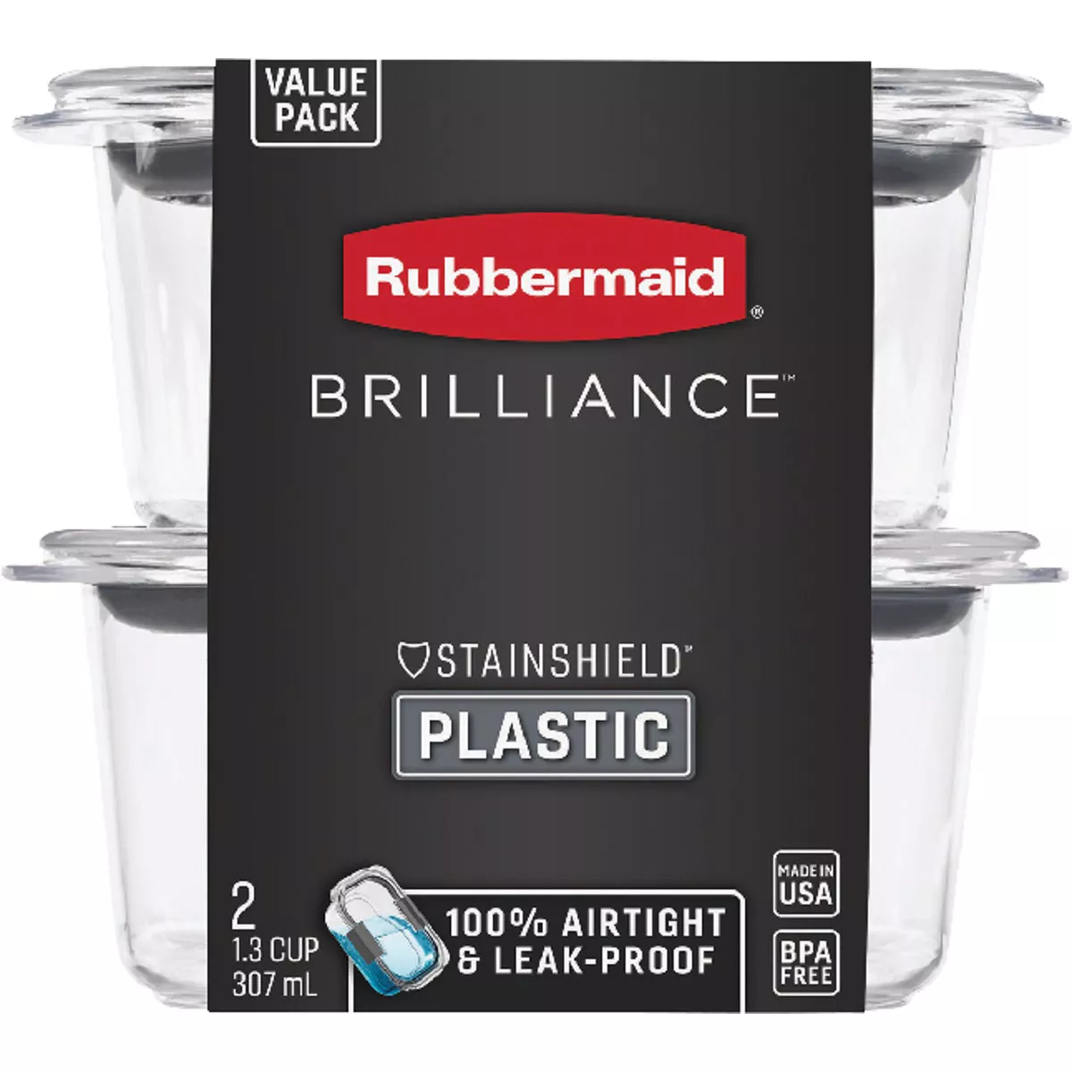 Rubbermaid Brilliance 1.3 C. Clear Rectangle Food Storage Container (2-Pack) - photo 2