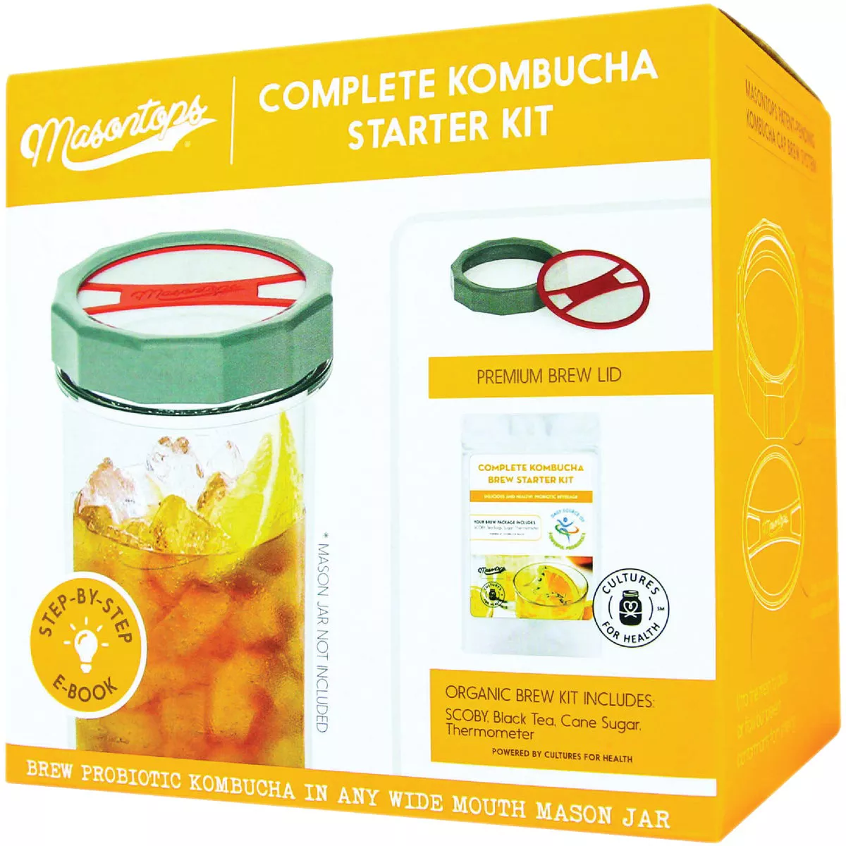 Masontops Wide Mouth Mason Jar Kombucha Brew Starter Kit (5-Piece) - photo 4