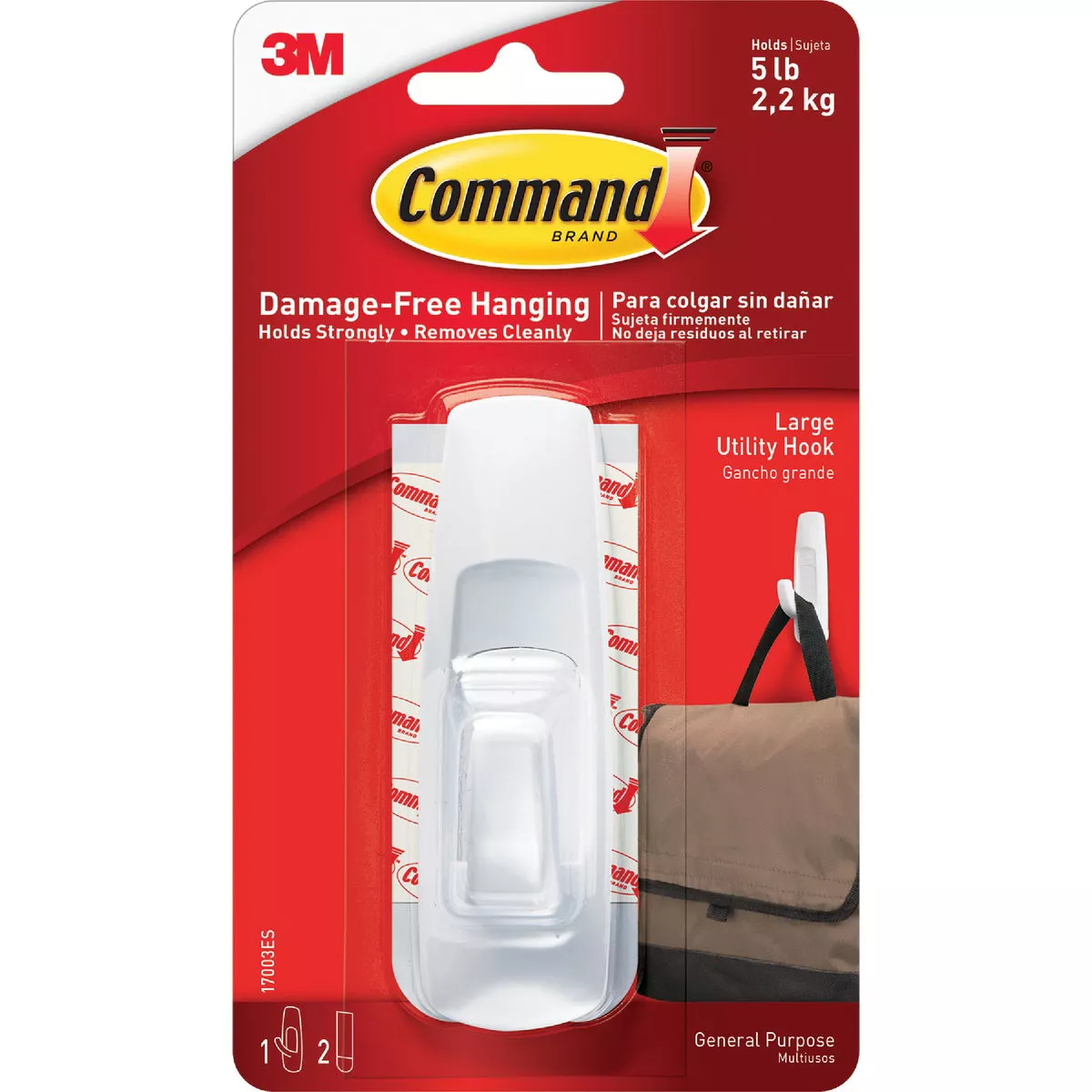 Command Large Utility Hook, White, 1 Hook, 2 Strips - photo 2