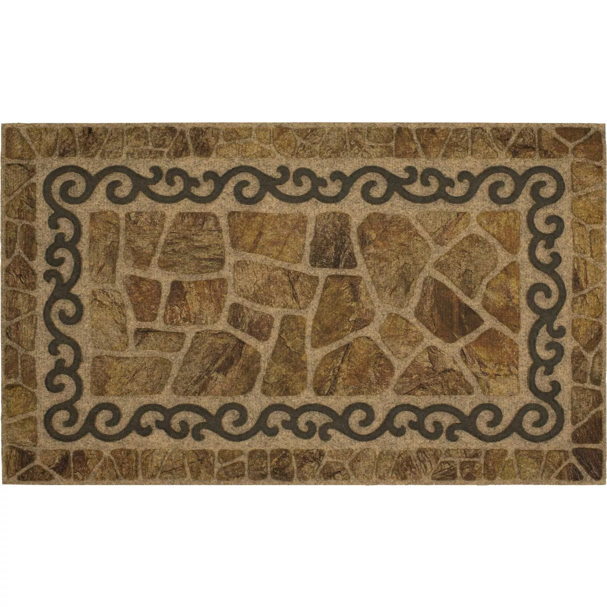 Mohawk 18 In. x 30 In. Brown Scroll & Stone Recycled Rubber Mat