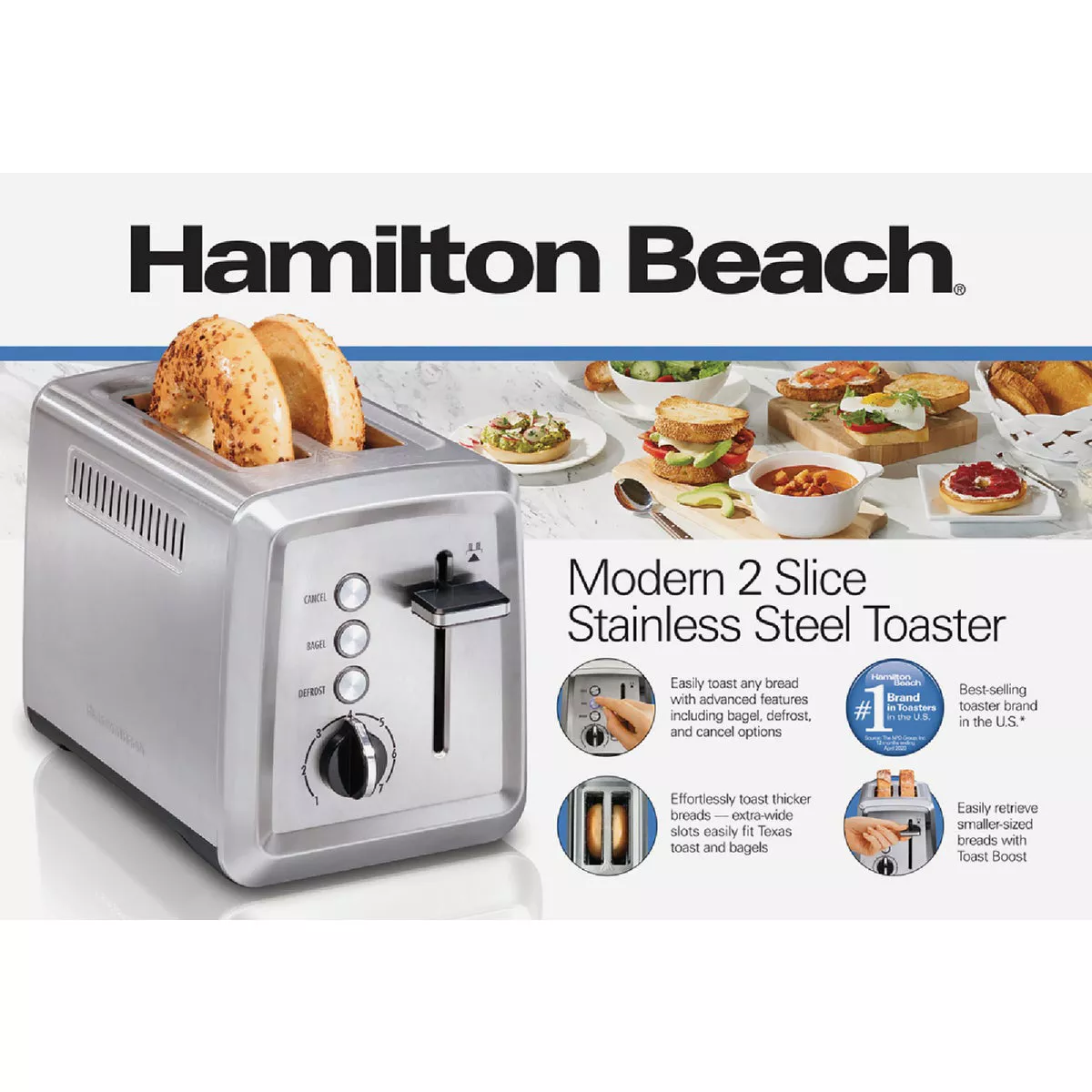 Hamilton Beach Modern 2-Slice Stainless Steel Toaster - photo 2