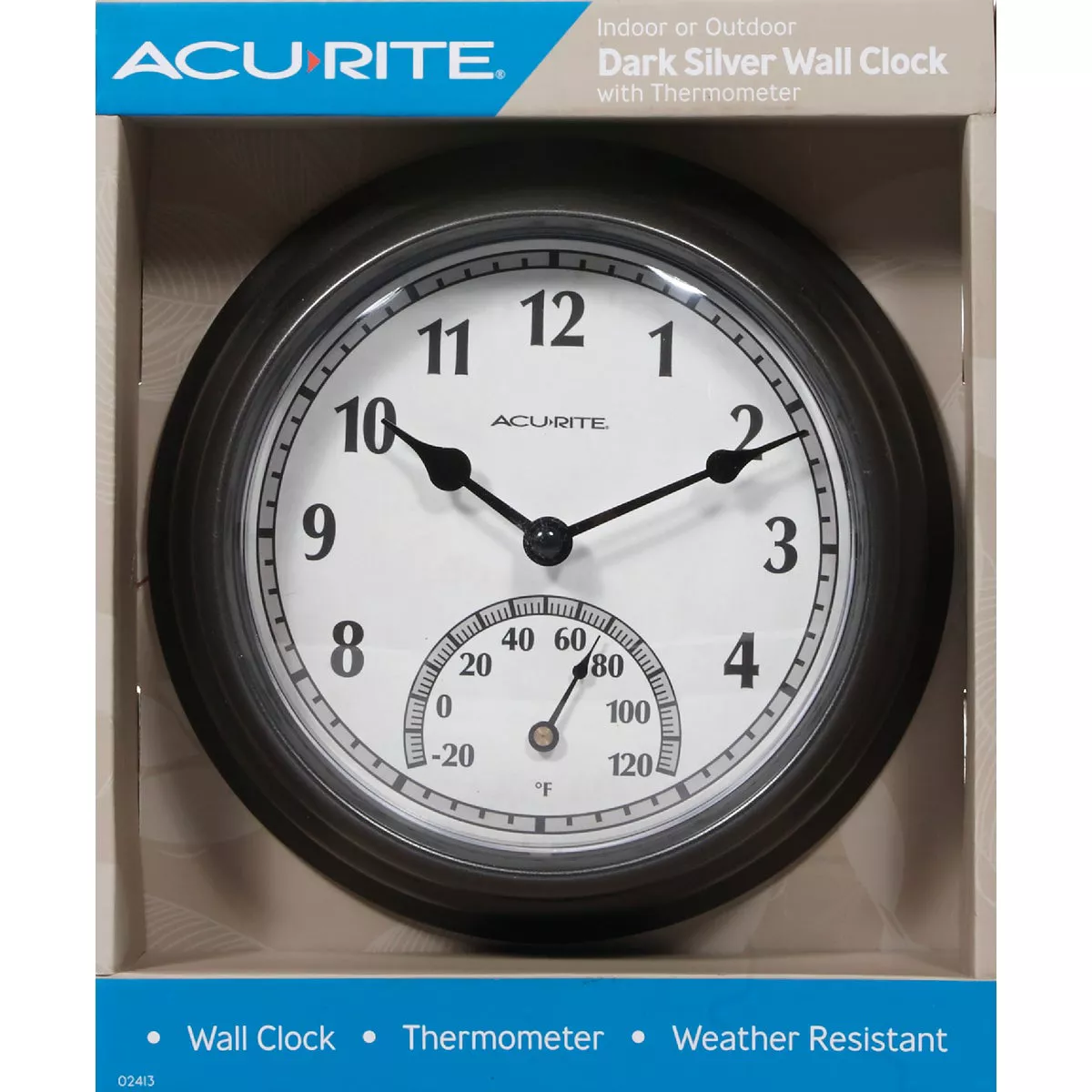 Acurite 8.5 In. Dark Silver Gray Wall Clock/Thermometer - photo 2