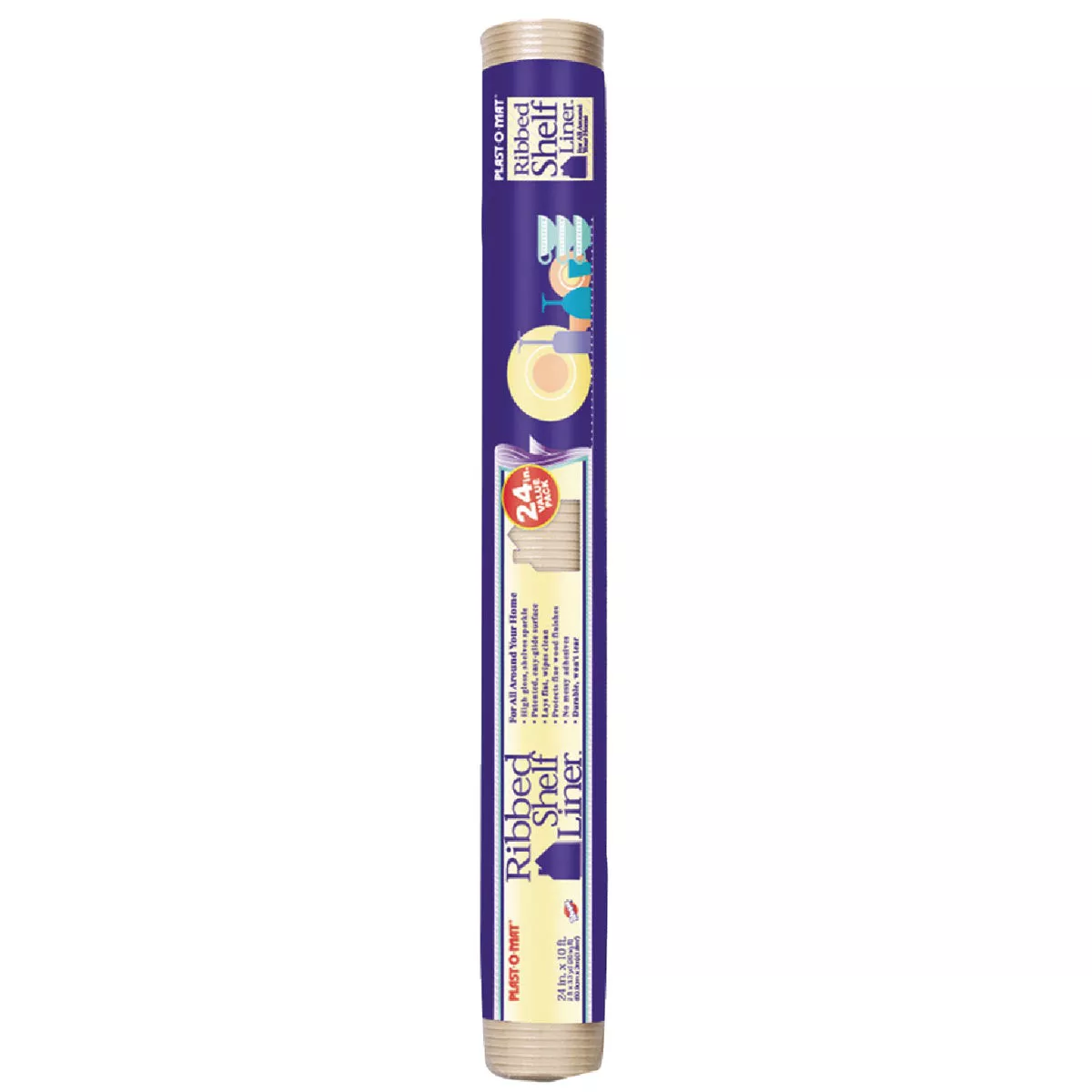 Plast-O-Mat 24 In. x 10 Ft. Bisque Ribbed Non-Adhesive Shelf Liner