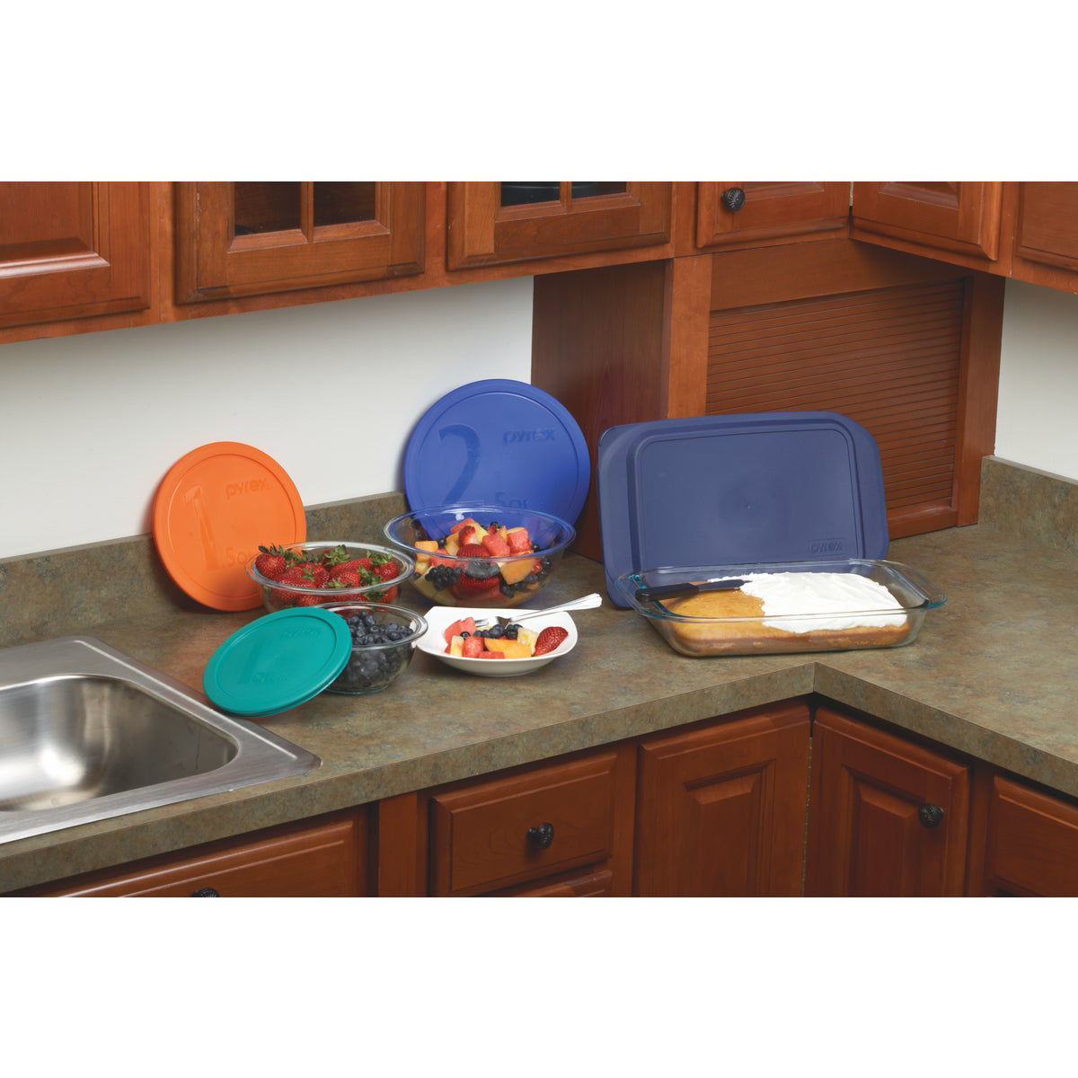 Pyrex Smart Essentials Covered Glass Pyrex Bowl Set (6Piece) Do it Best